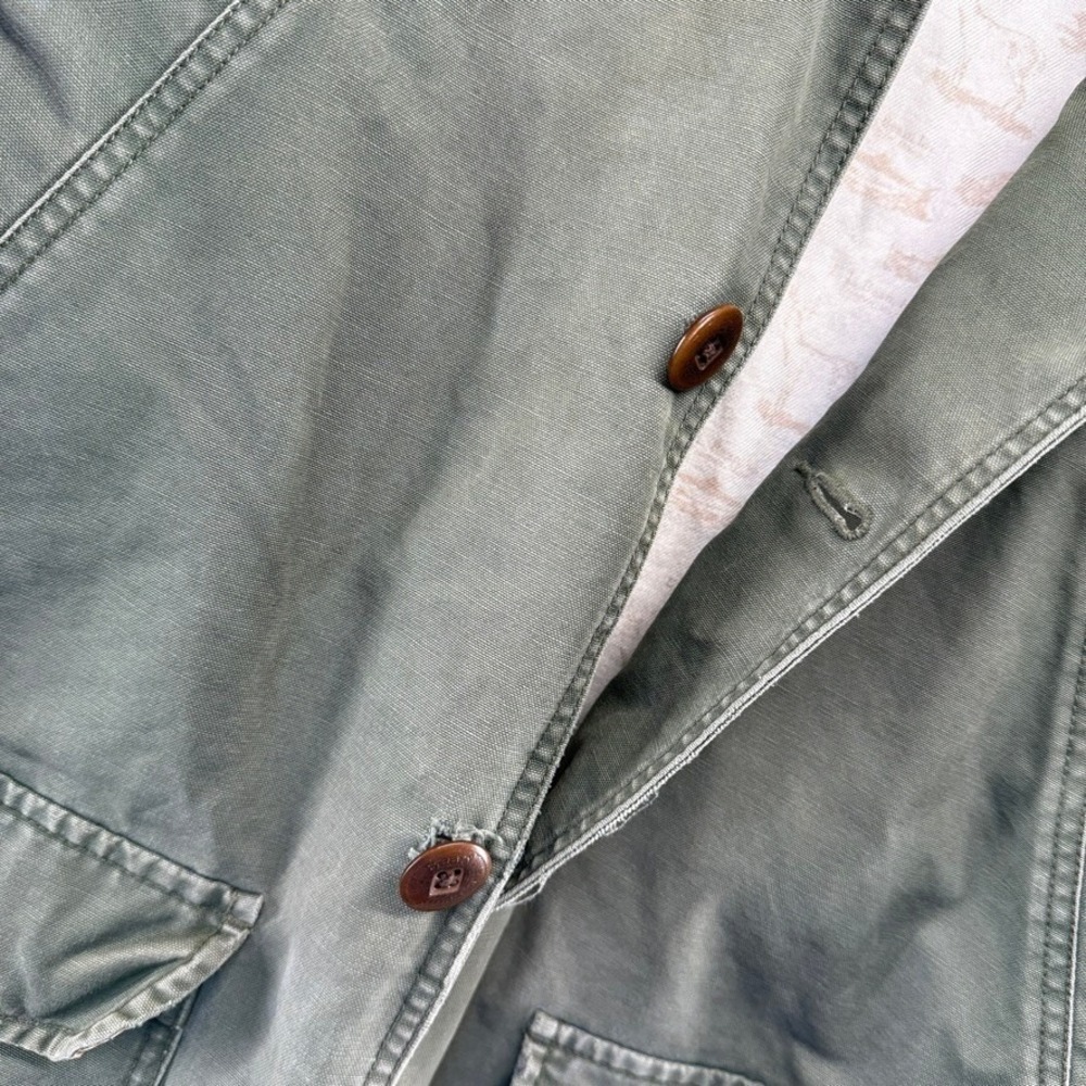 Vintage LL Bean Jacket Men's Medium Green Barn Coat Canvas Lined Distressed y2k - Picture 11 of 14